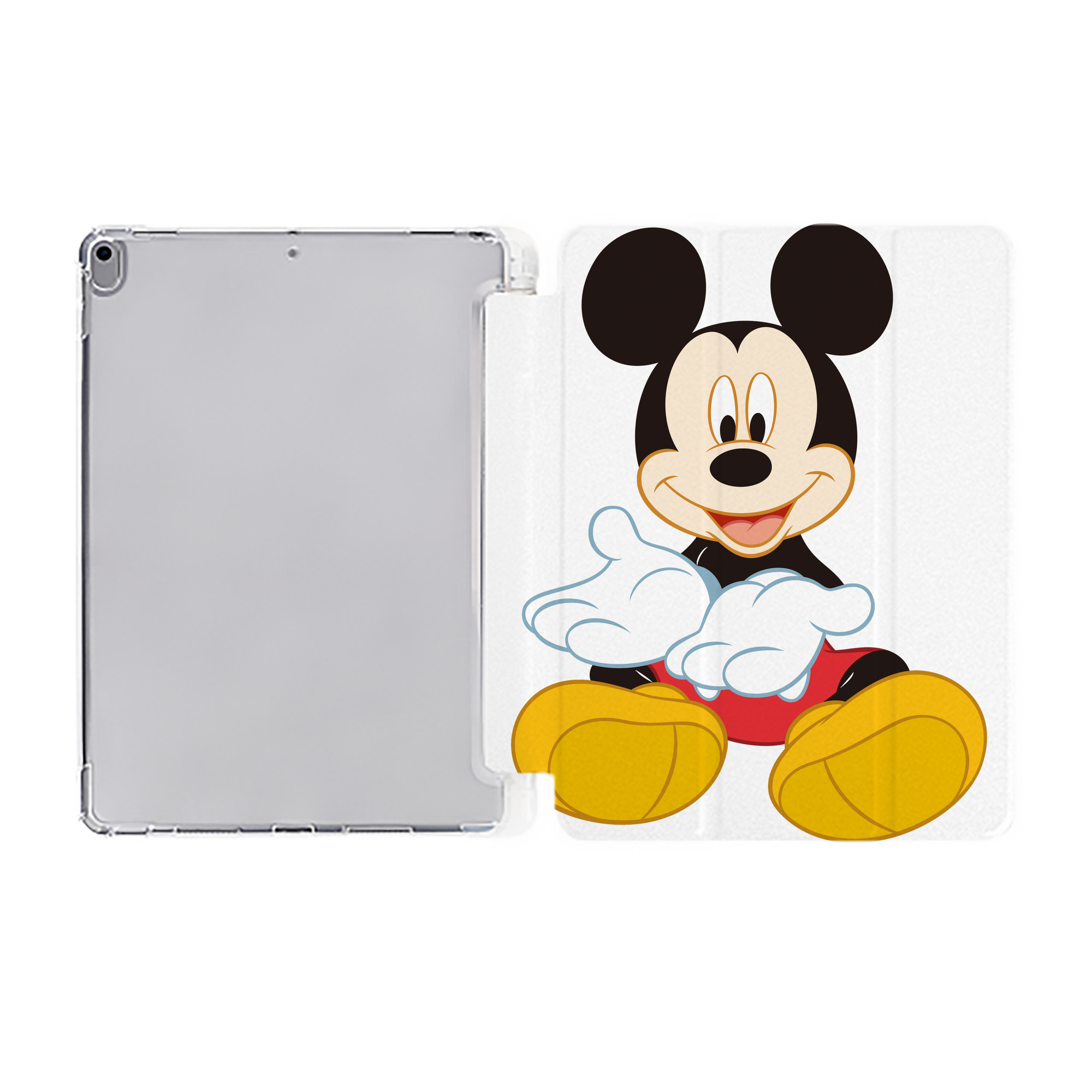 （画像用） ミッキーマウス Mickey Mouse IPad ケース ペン収納付き 三つ折りスタンド PUレザー×シリコン 対応機種9.5/10.5/10.9インチ